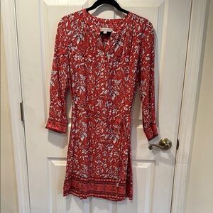ANN TAYLOR LOFT Long Sleeve Orange Floral Dress NWT